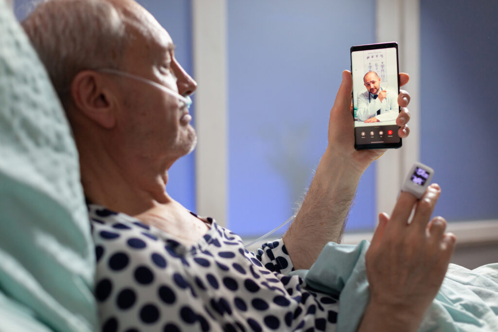 Senior Man in ER on Phone
