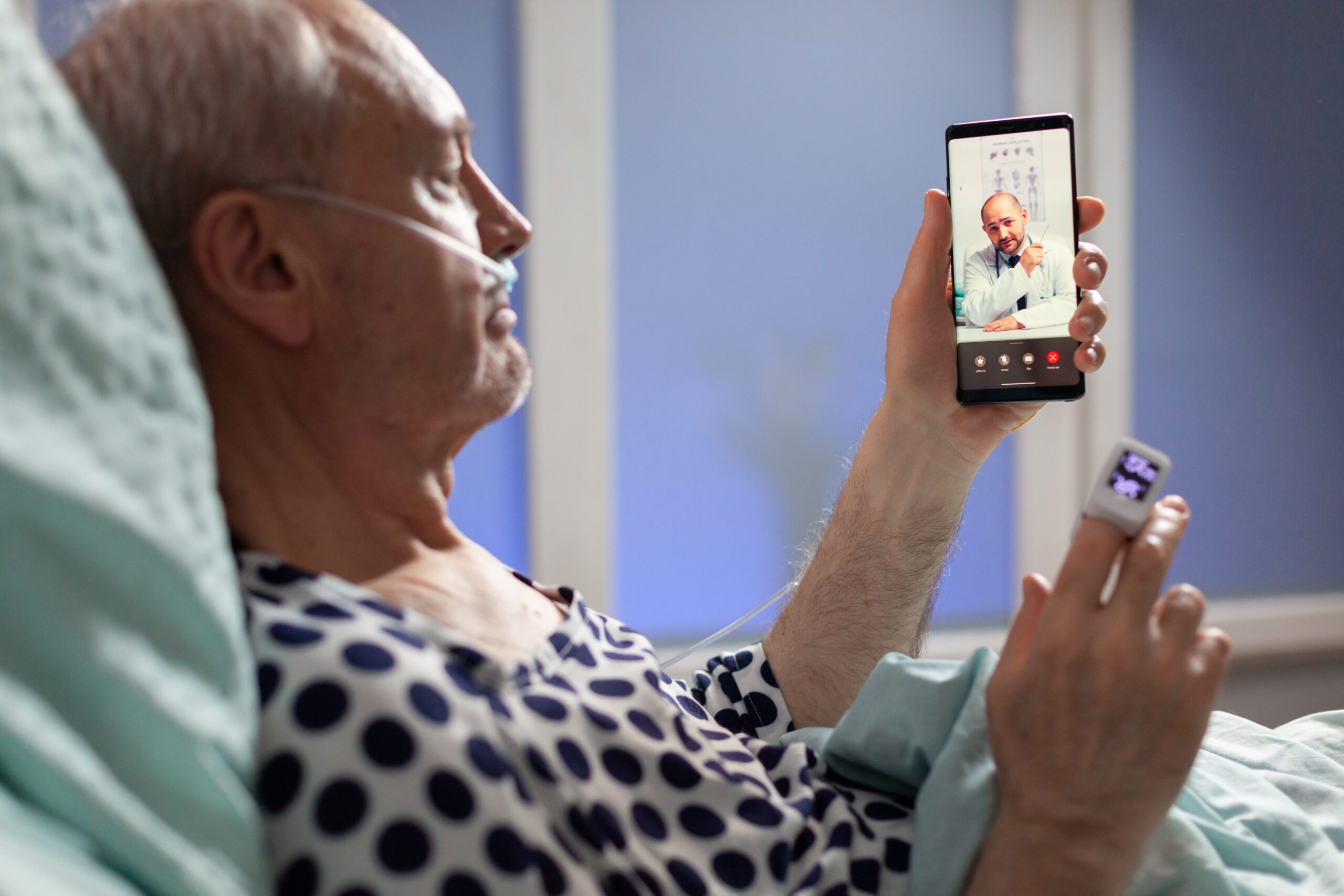 Senior Man in ER on Phone